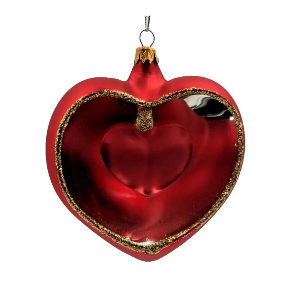 Kurt Adler Double‎ Heart Glass Ornament